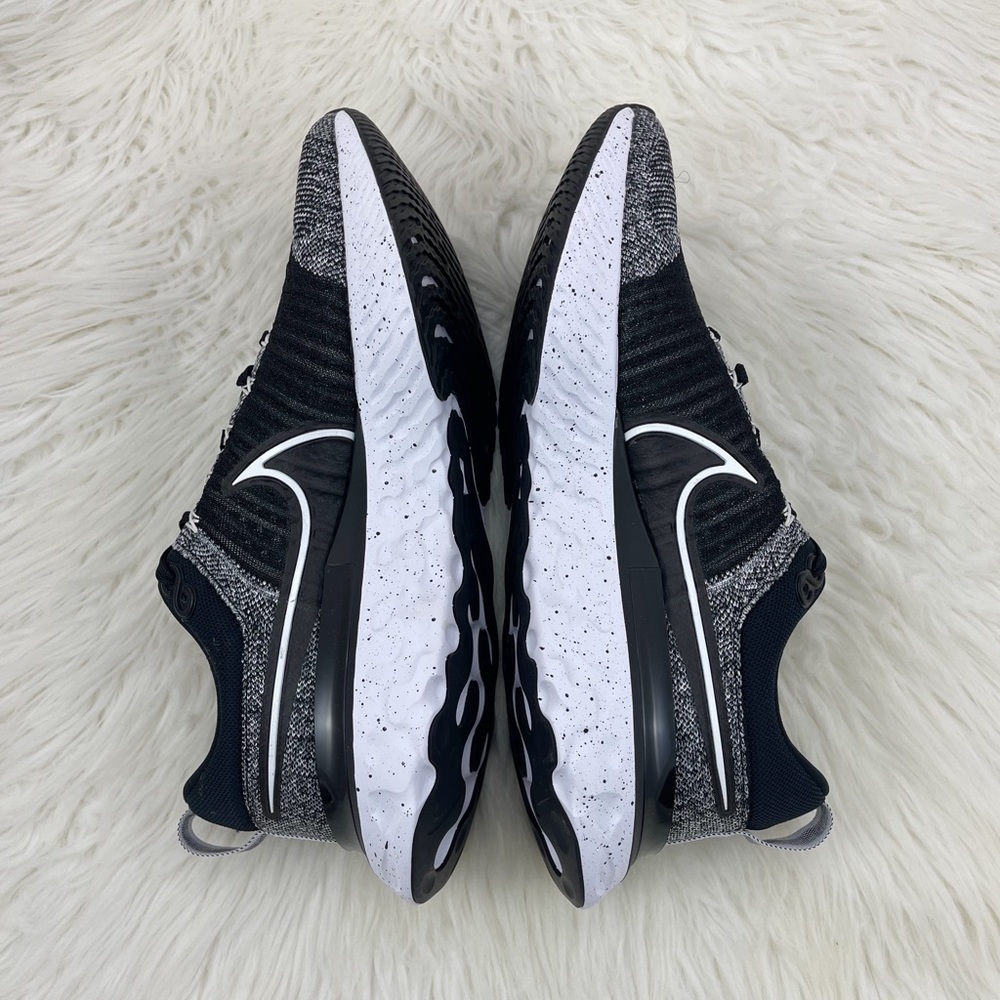 Men's Nike React Infinity Run Flyknit 3 Black and White Sneakers - Picture 5 of 7